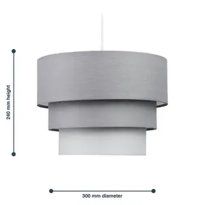 First Choice Lighting Pair of Grey Ombre 3 Tier Ceiling Light Shades