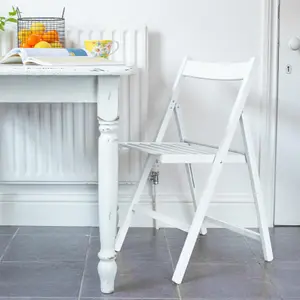 Harbour Housewares - Beech Folding Chairs - White - Pack of 2