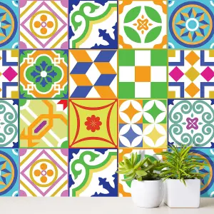 24 Pieces 15x15cm Classic Spanish Colourful Mixed 2 Tile Stickers