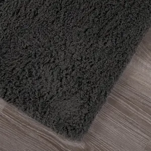 Fluffy Shaggy Rug Soft Rugs Bedroom Carpet Area Mat, Charcoal - 80 x 150cm