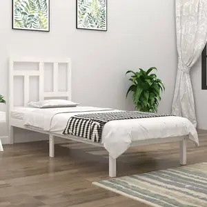 Berkfield Bed Frame White Solid Wood Pine 90x200 cm