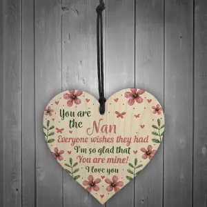 Red Ocean Wooden Heart Sign Gift For Nan Nanny Nanna Nan Gran Granny Birthday Mothers Day Gifts Presents