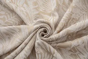 Chenille Jacquard Lined Pencil Pleat Curtains 229x274cm Cream