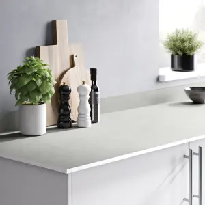 GoodHome Nepeta Matt White Stone effect Paper & resin Upstand (L)3000mm