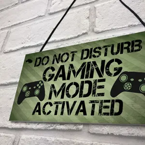 Gaming Sign Hanging Plaque For Boys Bedroom Man Cave Games Room Retro Gaming Sign