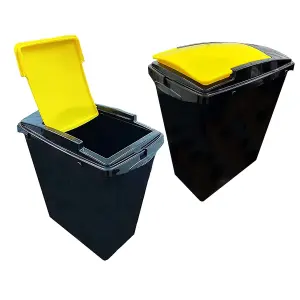 Set Of 4 (Blue, Green, Red & Yellow) Large Black Base 40L Utility Recycling Interlocking Waste Bins