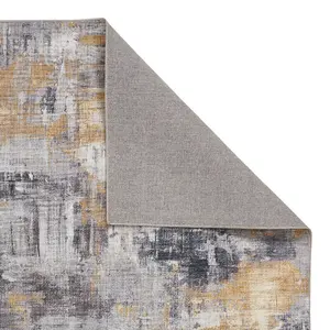 Grey Yellow Modern Easy to Clean Abstract Rug For Dining Room Bedroom Living Room-150cm X 230cm