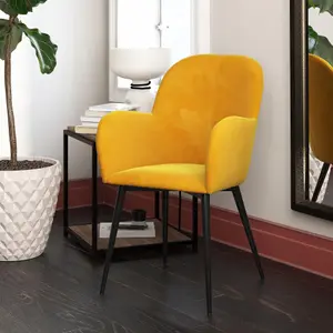 Fitz Dining Chair in Velvet Mustard