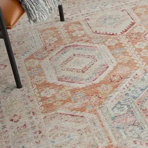 MultiColoured Traditional Bordered Geometric Easy To Clean Rug For Living Room Bedroom & Dining Room-160cm X 234cm