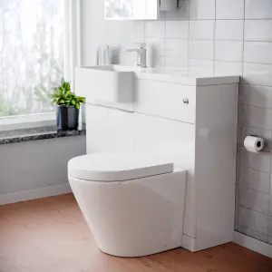 Nes Home 1000mm Left Hand Freestanding Cabinet White with Basin, WC Unit & Toilet