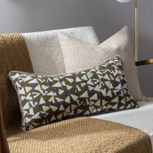 Hoem City Geometric Piped Feather Rich Cushion