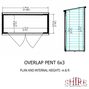 Shire 6x3 Overlap Pressure Treated Pent Shed with Double Doors