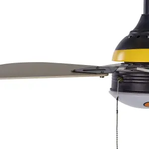 Ceiling Fan with Light Black and Yellow DOLORES