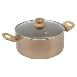 URBNCHEF 44cm Height Rose Gold Marble Non-Stick Ceramic Induction Casserole Set with Glass Lids