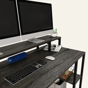 Kinslee 55inch Computer Desk, Office Work Desk with Monitor Stand Charcoal