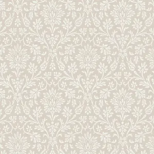 Laura Ashley Annecy Dove grey Damask Smooth Wallpaper Sample