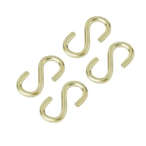 Diall Brass-plated Steel S-hook (H)30mm, Pack of 4