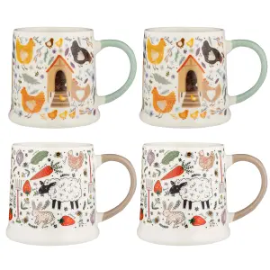 Price & Kensington Set of 4 Chicken Coop & Country Living Mug 380ml