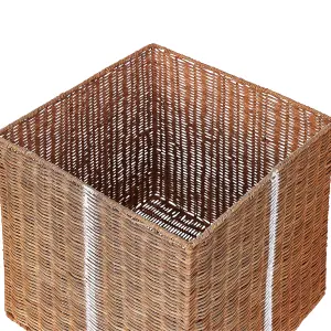 Set of 3 Rattan Storage Boxes Brown CADEAU