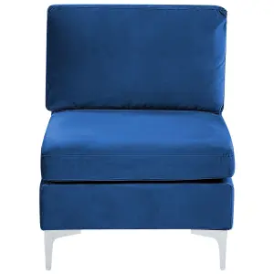 6 Seater U-Shaped Modular Velvet Sofa with Ottoman Blue EVJA