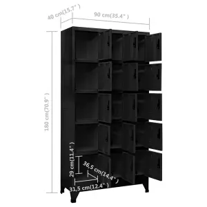 Berkfield Locker Cabinet Black 90x40x180 cm Steel