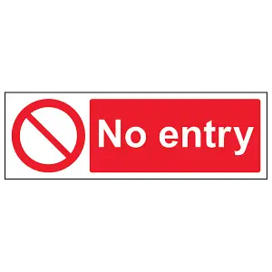 No Entry Access Prohibition Sign - Rigid Plastic - 300x100mm (x3)