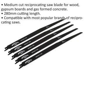 5 Pack 300mm Reciprocating Saw Blades for Wood and Concrete Cutting