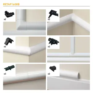 D-Line Black Micro 13 Piece Trunking kit (D)8mm, (W)16mm