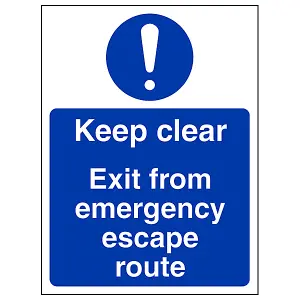 Keep Clear Emergency Escape Door Sign - Adhesive Vinyl 150x200mm (x3)