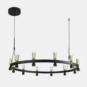 Luminosa Modern LED Hanging Pendant Black, Gold, Warm White 3000K 3103lm