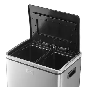 BLACK+DECKER 40L Cool Grey Duo Recycling Bin with Soft Close Lid