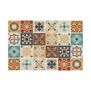 24 Pieces 15x15cm Jama Brown and Blue Moroccan Tile Stickers