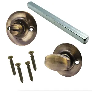 AFIT Antique Brass Ringed Bathroom Turn and Release 5mm Spindle