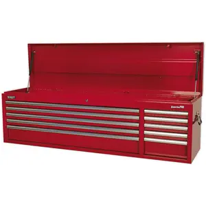 Red 10 Drawer Tool Chest with Lockable Storage - 1655 x 435 x 495mm