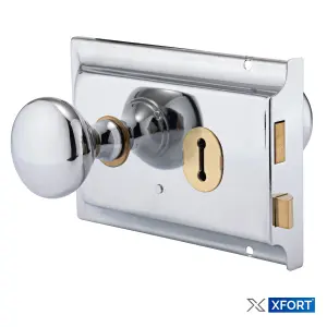 XFORT Premium Range Traditional Polished Chrome Rim Lock Set with Rim Knob