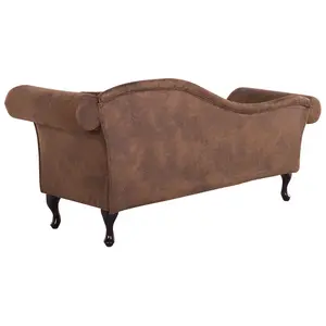 Right Hand Chaise Lounge Faux Suede Brown LATTES