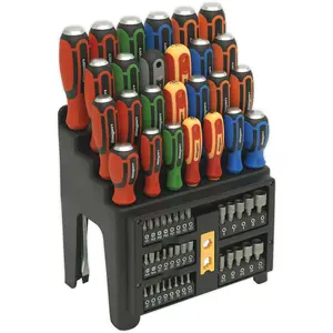 61 PACK - Hammer Through Screwdriver Nut Driver & Bit Set - Strike Cap & Storage