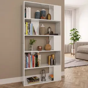 Berkfield Book Cabinet/Room Divider High Gloss White 80x24x159 cm Engineered Wood