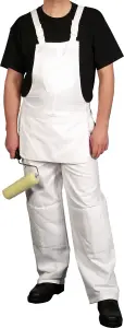 Shield Trade White Bib & Brace - Extra Large - 44-46 Waist/31 Leg, Cushioned Knees, Elasticated Waist, Large Pouch, 100% Cotton