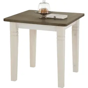 Kelly Solid Wood Top Metal Base Dining Table Stained and varnished white/Grey