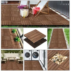 30cm L x 30cm W Interlocking Wood Deck Tile (Set of 27) Brown