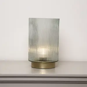 Melody Maison Large Clear Ribbed Glass Ambient Table Lamp