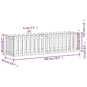 Berkfield Garden Raised Bed with Fence Design 200x50x50 cm Solid Wood Pine