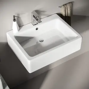 Nes Home Rectangle 580 mm Large Counter Top or Wall Hung Basin