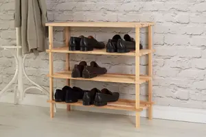 Interiors By Premier Durable 4 Tier Wooden Shoe Rack, Sturdy Shoe Stand For Home, Ample Storage Sneaker Organizer For Bedroom