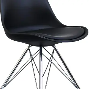 Soho Black Plastic Dining Chair with Chrome Metal Legs