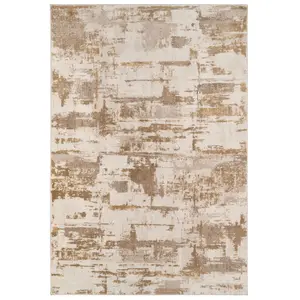 Warm Beige Distressed Abstract Area Rug 240x330cm