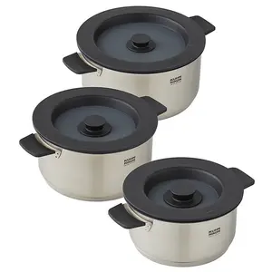 Kuhn Rikon Smart & Compact 3-Piece Space-Saving Stackable Induction Safe Casserole Pot Set