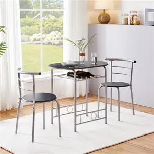 2 - Person Dining Set Black/Silver / 76" H x 49" W x 43" D