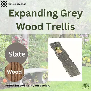 Slate Grey 1.8m x 0.9m Heavy Duty Plant Support Wooden Expanding Trellis for Climbing Plants Garden Decoration